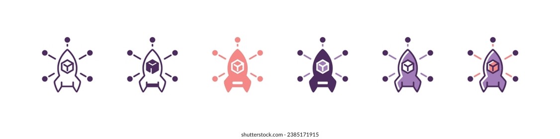 nuevo proyecto 3D creativo blueprint icono vector de esquema de proyecto de cohete objeto de diseño de activos ilustración de símbolo