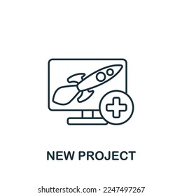 New Project icon. Monochrome simple Project Management icon for templates, web design and infographics