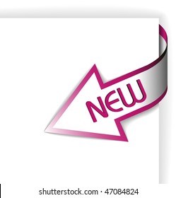 New purple corner ribbon - arrow pointing at the content (vector)