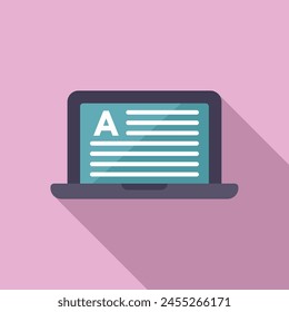 New reading article icon flat vector. Laptop screen. Online education