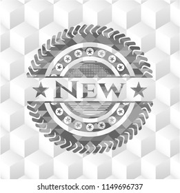 New realistic grey emblem with cube white background