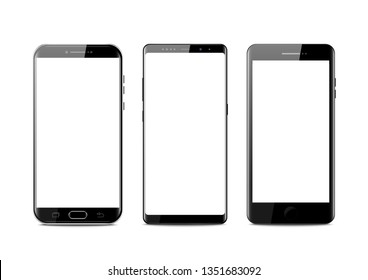 New realistic mobile black smartphone modern style. Vector smartphone isolated on white background. set of vector mockups.