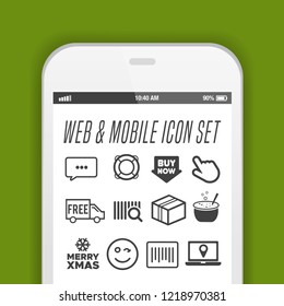 New realistic mobile phone smartphone collection with icons on screen.
