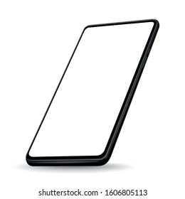 New realistic mobile phone smartphone perspective mockups with blank screen isolated on white background. 
