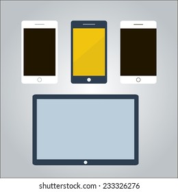 New realistic mobile phone smart-phone big and small display screen. Mockups with blank screen isolated . Vector illustration. stock vector