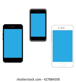 New realistic mobile phone smartphone collection iphon style mockups with blank screen isolated on white background. Vector illustration. for printing and web element, Game and application mockup.