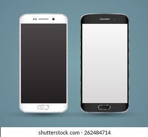 New realistic smartphones  mockups with blank screen isolated. Vector illustration. for printing and web element, Game and application mockup.