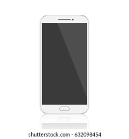 New realistic white mobile smart phone modern style isolated on white background.