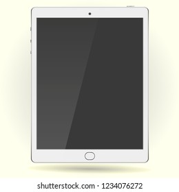 New Realistic White Tablet PC Computer with blank Screen Isolated on background. Vector Illustration.