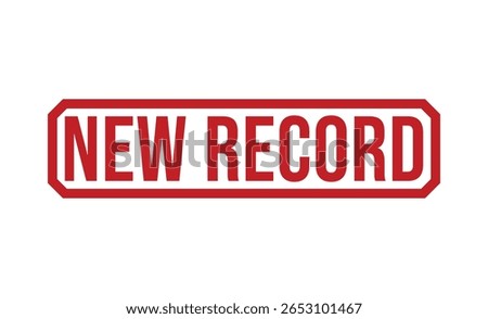 NEW RECORD Red rubber stamp on white background. NEW RECORD stamp sign. NEW RECORD stamp.