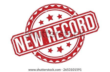 NEW RECORD Red rubber stamp on white background. NEW RECORD stamp sign. NEW RECORD stamp.