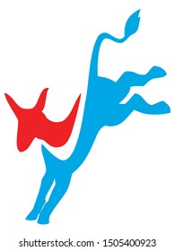 New Red and Blue Symbol of USA Democratic Party