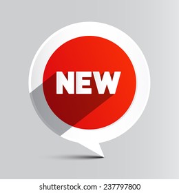 New Red Circle Paper Label Vector Illustration