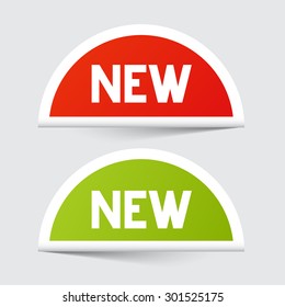 New Red and Green Paper Vector Stickers