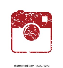 New red grunge camera logo on a white background. Vector illustration