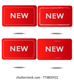 new red label sticker discount  tag price isolated background set