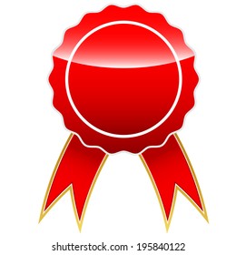 New red medal isolated on a white. Vector illustration