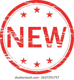 NEW - Red Rubber Stamp with text NEW
