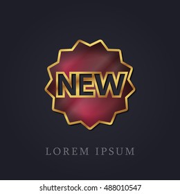 New Red Ruby with Golden Frame Precious Jewellery Icon / Logo Design