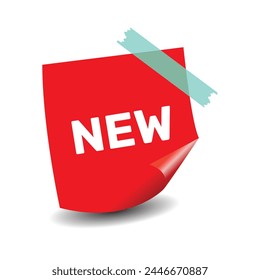 New red sticker memo shape vector illustration design.