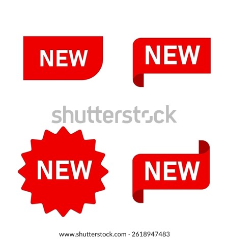 new red sticker set -vector illustration