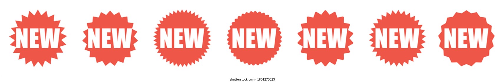 New red tag. New label sticker on white background. Special offer, discount, promotion icons set. Vector illustration.