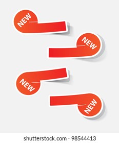 New red vector labels. Vector Illustration.
