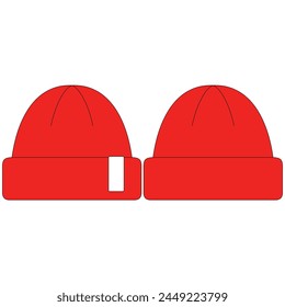 New red wollen beanie front and back .