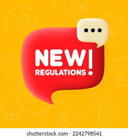 New regulations banner. Speech bubble with New regulations text. Business concept. 3d illustration. Spiral background. Vector line icon for business and advertising.