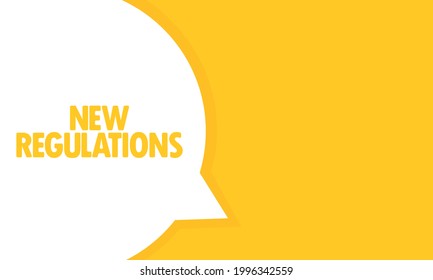 Banner de la nueva normativa sobre la burbuja de discursos. Nuevo texto de regulaciones. Se puede usar para negocios, marketing y publicidad. EPS vectorial 10. Aislado sobre fondo blanco.