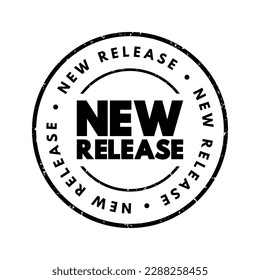 New Release refers to something that has recently been made available to the public for the first time, text concept stamp