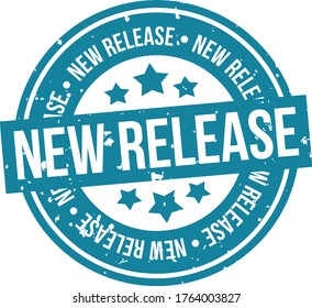 New Release Stamp. Blue eps10 Vector Badge.
