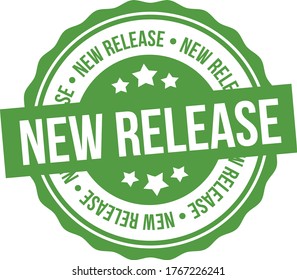 New Release Stamp. Green eps10 Vector Badge.