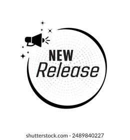 new release text warning and information sign