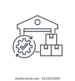 New reorganized distribution system. Vector linear icon isolated on white background.