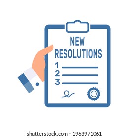 New Resolutions text on notepad. Vector illustration isolated on white background.