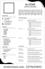 new Resume cv template printable