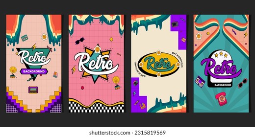 New Retro Concept Story Templates Vector Illustration