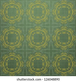 new retro style pattern with floral ornament on green background can use like abstract wallpaper