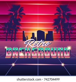 New Retro Wave Background. Synthwave Retro Design And Elements. Isolated artwork object. Suitable for and any print media need.
