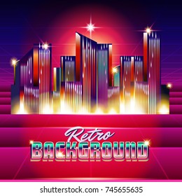 New Retro Wave Background. Synthwave Retro Design And Elements. Isolated artwork object. Suitable for and any print media need.