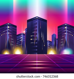 New Retro Wave Background. Synthwave Retro Design And Elements. Isolated artwork object. Suitable for and any print media need.