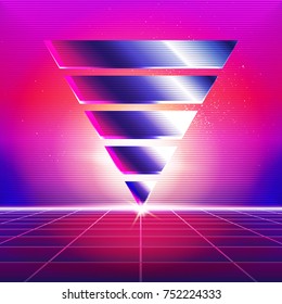 New Retro Wave Background. Synthwave Retro Design And Elements. Isolated artwork object. Suitable for and any print media need.