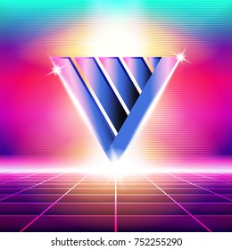 New Retro Wave Background. Synthwave Retro Design And Elements. Isolated artwork object. Suitable for and any print media need.