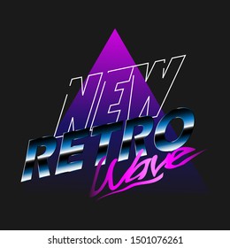 New Retro Wave Neon Illustration background, sticker or banner