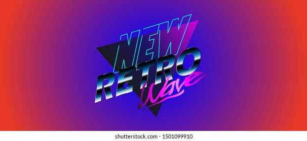 New Retro Wave Neon Illustration background, sticker or banner