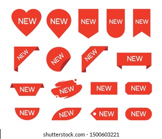 New ribbons. Product stickers with offer. Vector illustration isolated on white background.