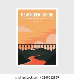 New River Gorge National Park poster vector illustration design