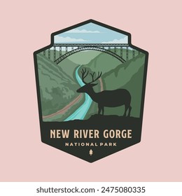 nuevo diseño de la ilustración del parche del logotipo del parque nacional de river gorge, insignia del Vector del río y del puente