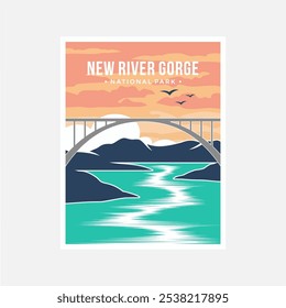 New River Gorge Nationalpark Poster Vektorgrafik Design